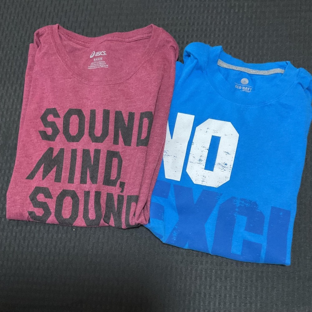 Graphic Athletic Inspiration ASICS Old Navy Active Shirt Lot Of 2 Mens Medium